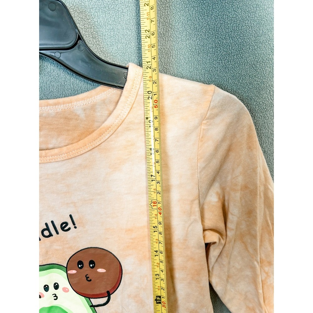 Kids Let's Avocuddle Tie Dye Long Sleeve Cotton T-Shirt Orange White Size 10 - Picture 4 of 7